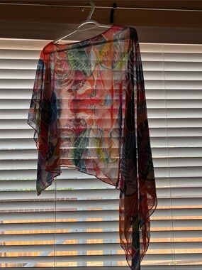 Bright Multicolor Sheer Wrap Top